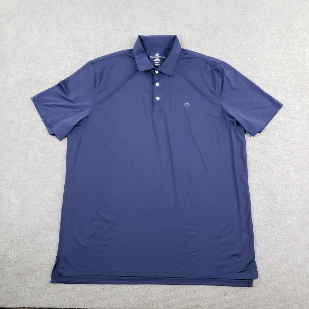 Southern Tide Polo Shirt Mens 2XL XXL Blue Brrr Moisture Wicking Quick Dry Golf